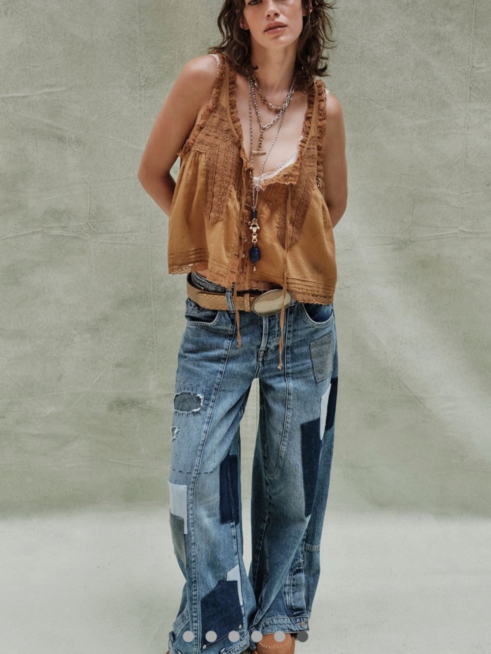 NEW Free People We The Free Head Over Heels Patchwork Wide Leg Denim Jeans 26 - Picture 7 of 16
